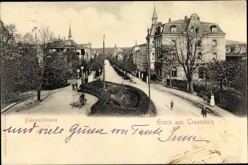 Ak Traunstein in Oberbayern, Bahnhofstraße, Wohnhäuser