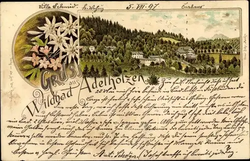 Litho Bad Adelholzen Siegsdorf in Oberbayern, Villa Schmid, Kurhaus