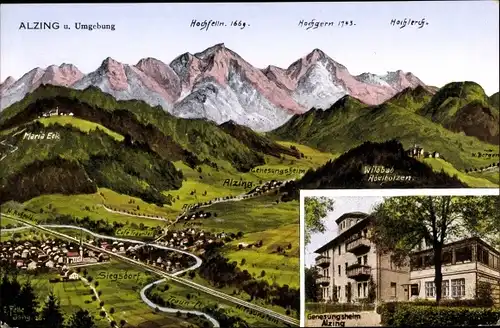 Landkarten Ak Felle, Eugen, Alzing Siegsdorf in Oberbayern, Genesungsheim, Maria Eck, Adelholzen