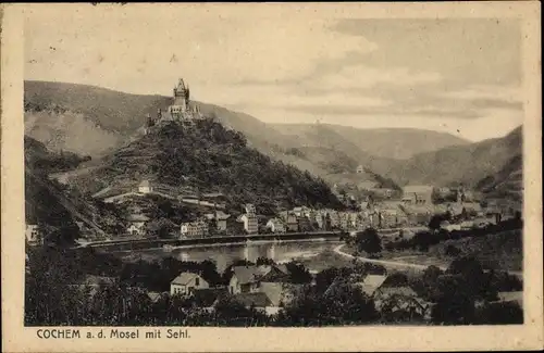 Ak Cochem im Landkreis Cochem Zell Rheinland Pfalz, Burg, Berg, Wohnhäuser, Fluss