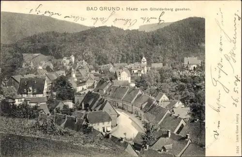 Ak Bad Grund im Harz, Totalansicht, Blick vom Gittelderberg