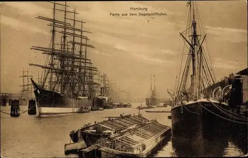 Ak Hamburg, Partie aus dem Segelschiffhafen