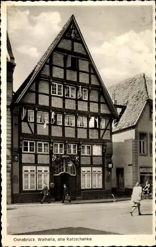 Ak Osnabrück in Niedersachsen, Walhalla, alte Ratsschänke, Straßenansicht