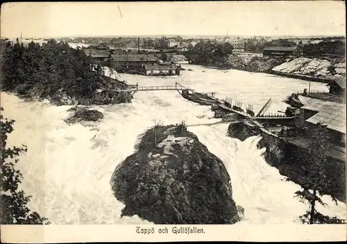 Ak Trollhättan Schweden, Gullöfallen, Wasserfall