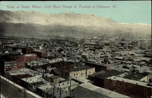 Ak Butte Montana USA, Panorama vom Ort m. Rocky Mountains