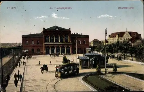 Ak Poznań Posen, Hauptbahnhof, Bahnpostamt