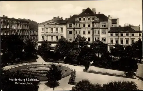 Ak Wałbrzych Waldenburg Schlesien, Rathausplatz