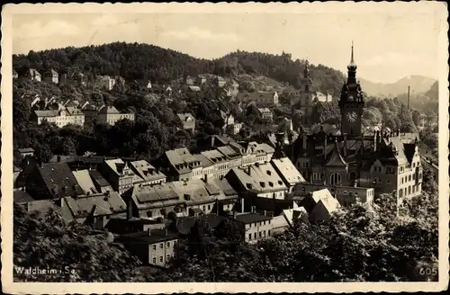 Ak Waldheim in Mittelsachsen, Rathaus, Stadtpanorama