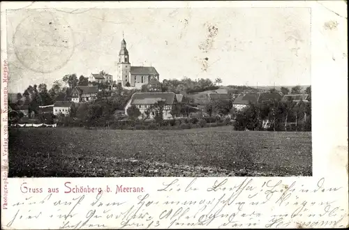 Ak Schönberg in Sachsen, Kirche, Panorama vom Ort