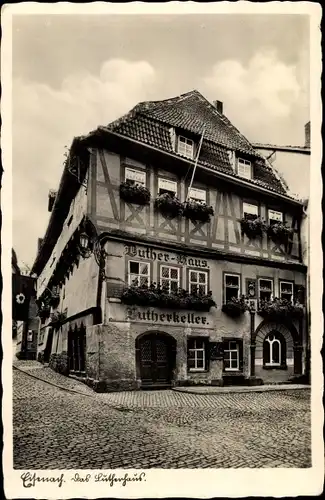 Ak Lutherstadt Eisenach in Thüringen, Lutherhaus und Ratskeller, Außenansicht