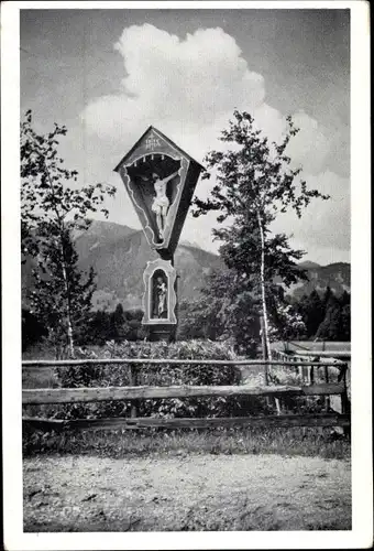 Ak Lenggries in Oberbayern, Feldkreuz, Panorama