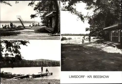 Ak Limsdorf Storkow in der Mark, Am Springsee, Bootssteg, Sprungturm, Bootssteg