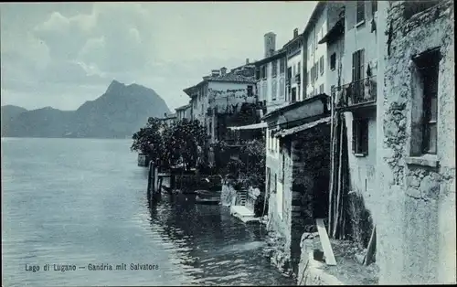 Ak Gandria Lago di Lugano Kt. Tessin Schweiz, Uferpartie m. Salvatore