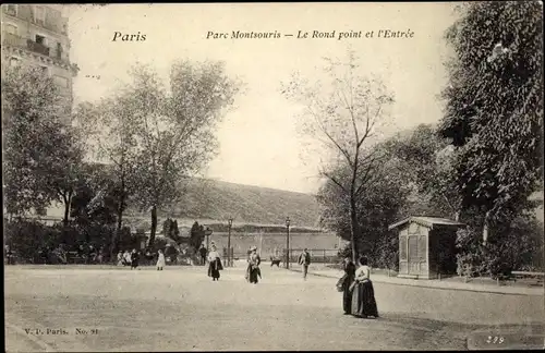 Ak Paris, Parc Montsouris, Le Rond point et l'Entrée