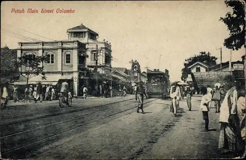 Ak Pettah Colombo Ceylon Sri Lanka, Main Street, tramway
