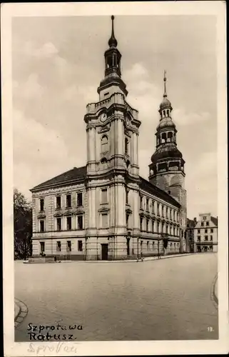 Ak Szprotawa Sprottau Schlesien, Ratusz, Rathaus