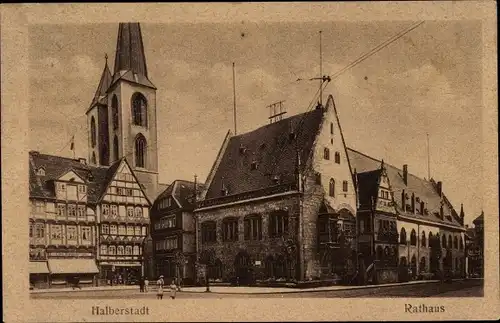 Ak Halberstadt in Sachsen Anhalt, Rathaus