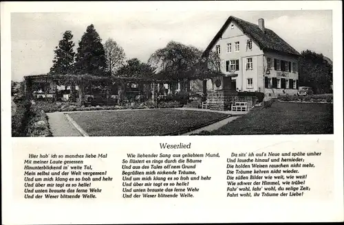 Ak Todenmann Rinteln in Niedersachsen, Gasthaus Reese, Inh. Friedhelm Baumgart, Weserlied