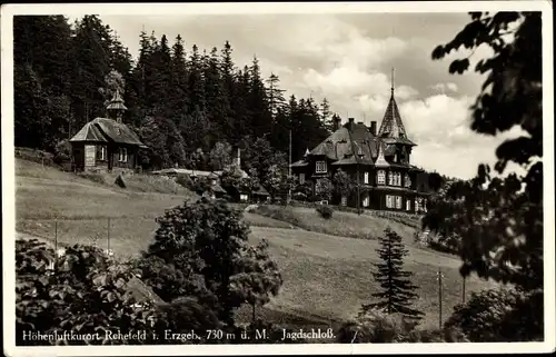Ak Rehefeld Zaunhaus Altenberg im Erzgebirge, Das Jagdschloss am Waldrand