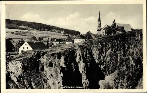 Ak Altenberg im Osterzgebirge, Kirche, Wohnhäuser, Felsen