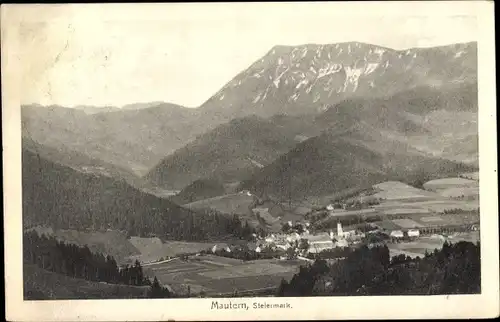 Ak Mautern in Steiermark, Blick auf den Ort mit Umgebung, Berge