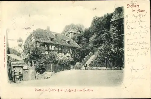 Ak Stolberg Südharz, Aufgang zum Schloss
