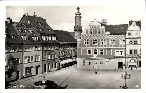 Ak Weimar in Thüringen, Markt, Restaurant Stadthaus, Weinhandlung