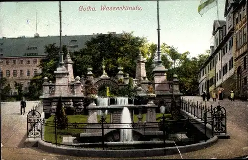 Ak Gotha im Thüringer Becken, Wasserkünste, Springbrunnen, Wasserfall