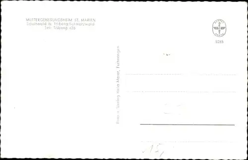 Ak Schönwald im Schwarzwald, Müttergenesungsheim St. Marien, Straßenansicht