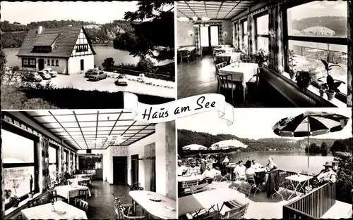 Ak Ahausen Finnentrop im Sauerland, Haus am See, Inh. G. Fretter, Außenansicht, Inneres, Terrasse