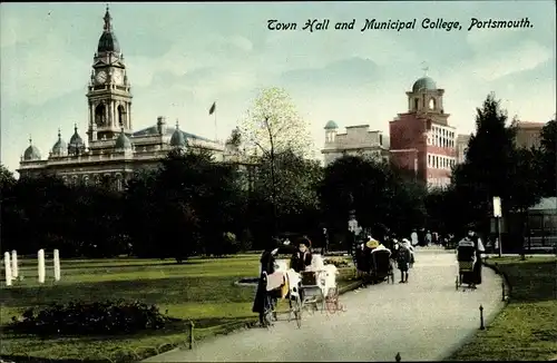 Ak Portsmouth England, Town Hall, Municipal College