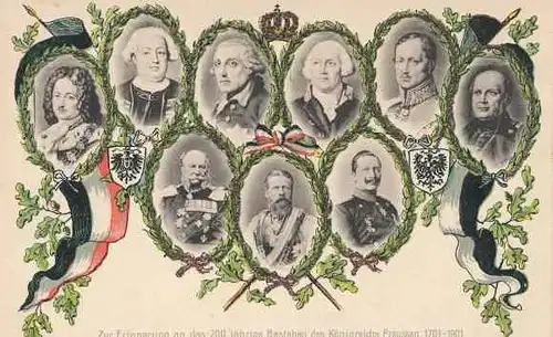 Glitzer Ak Deutsche Kaiser und Könige, Hohenzollern, Preußen, 200jh Jubiläum 1901