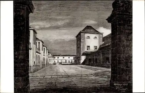 Künstler Ak Kochel am See in Oberbayern, Walchenseewerk, Kraftwerk, Innenhof