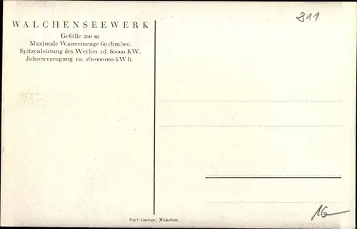 Künstler Ak Kochel am See in Oberbayern, Walchenseewerk, Wasserkraftwerk