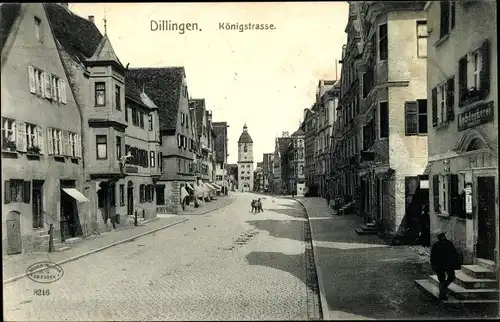 Ak Dillingen an der Donau in Nordschwaben, Königstraße, Buchdruckerei