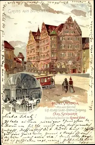 Künstler Litho Nürnberg, Hotel Victoria, Inh. Carl Schnorr, Klosterstübel, Grill Room