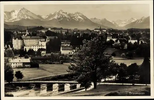 Ak Traunstein in Oberbayern, Panorama vom Ort