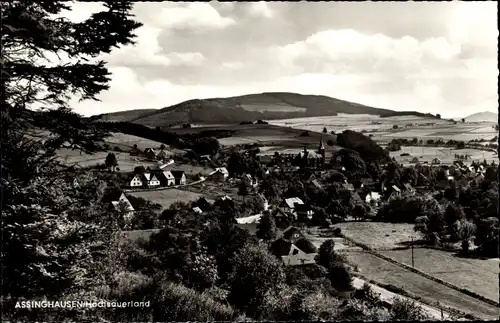 Ak Assinghausen Olsberg im Sauerland, Panoramaansicht von Ortschaft