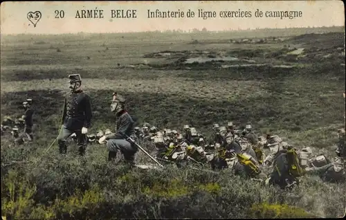 Ak Armée Belge, Infanterie de ligne exercices de campagne
