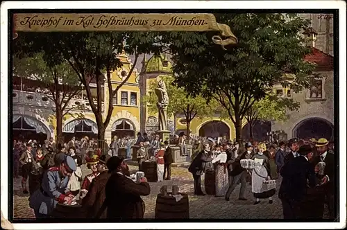 Künstler Ak München Bayern, Kneiphof, königliches Hofbräuhaus, Pächter Johann Panzer