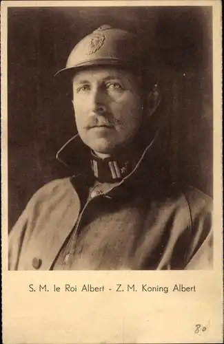 Ak König Albert I von Belgien, Portrait, Uniform