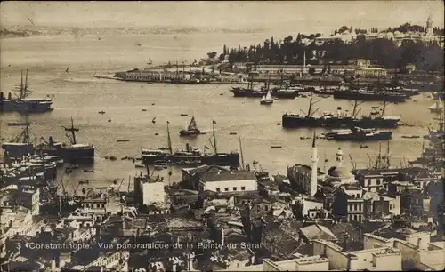 Ak Konstantinopel Istanbul Türkei, Vue panoramique de la Pointe du Sérail