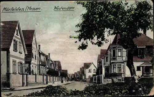 Ak Mörfelden Walldorf in Hessen, Partie in der Westendstraße, Häuser, Baum