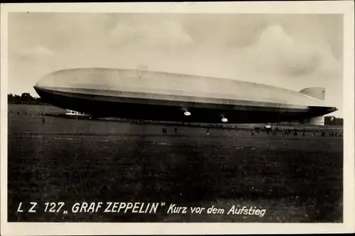 Ak LZ 127, Graf Zeppelin, Kurz vor dem Aufstieg, Luftschiff