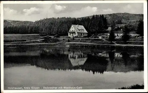 Ak Holzhausen Burbach in Westfalen, Badeweiher, Waldhaus Cafe