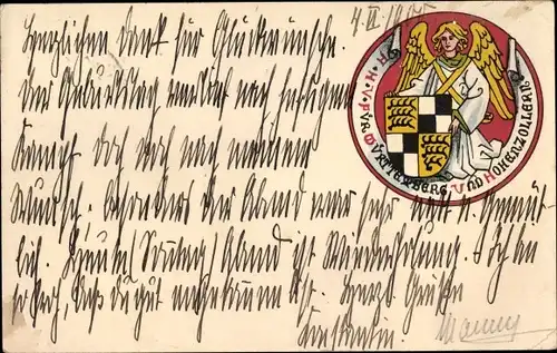 Wappen Ak A. H. V. für Württemberg Hohenzollern, Engel