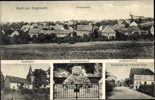 Ak Sargenroth Rheinland Pfalz, Nunkirche, Handlung von Valentin Wald, Kriegerdenkmal, Ortsansicht