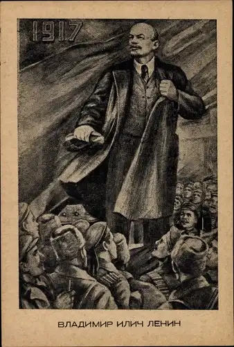 Künstler Ak Wladimir Iljitsch Lenin, 1917, Soldaten