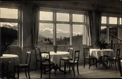 Ak Bad Adelholzen Siegsdorf Oberbayern, Gasthaus, Aussicht auf Alpen