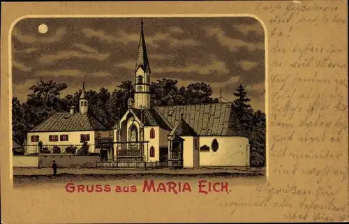 Mondschein Litho Planegg Oberbayern, Wallfahrtskirche Maria Eich
